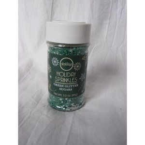 NEW Holiday Sprinkles Green Glitter Sugar Crystals by Dallies 3 oz‎ jar Sparkles